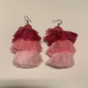Pink ombré tassel earrings